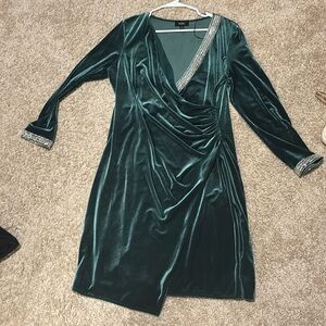 Suede green holiday dress